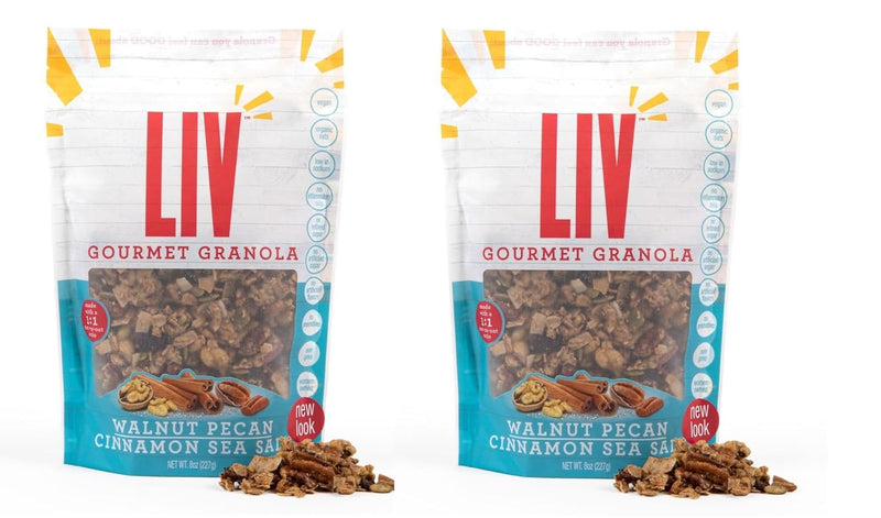 Liv Gourmet Peanut Butter Cacao Granola - 8oz (Pack of 2) | Healthy, Nutrient-Dense Snack, Breakfast Cereal | 1:1 Nut-to-Oat Ratio | Non-GMO, Low Sugar, Vegan | Organic Oats, No Artificial Ingredients, No Seed Oils, Lightly Sweetened, Women-Owned