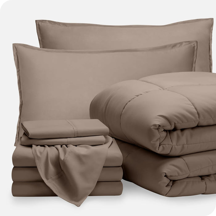 Bare Home Bed-in-A-Bag 5 Piece Comforter & Sheet Set - Twin XL - Goose Down Alternative - Ultra-Soft 1800 Premium Bedding Set (Twin XL, Grey/Grey)
