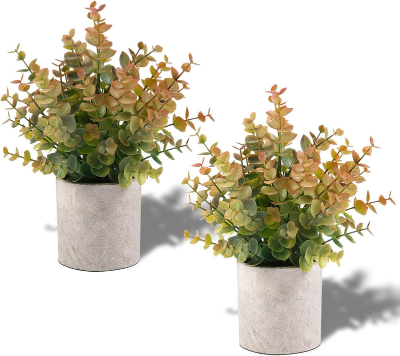 2 Pack Black Fake Eucalyptus Small Fake Plants Potted Artificial Plants for Halloween Decorations Shelf Desk Home Farmhouse Room Coffee Table Bathroom Decor(Black)