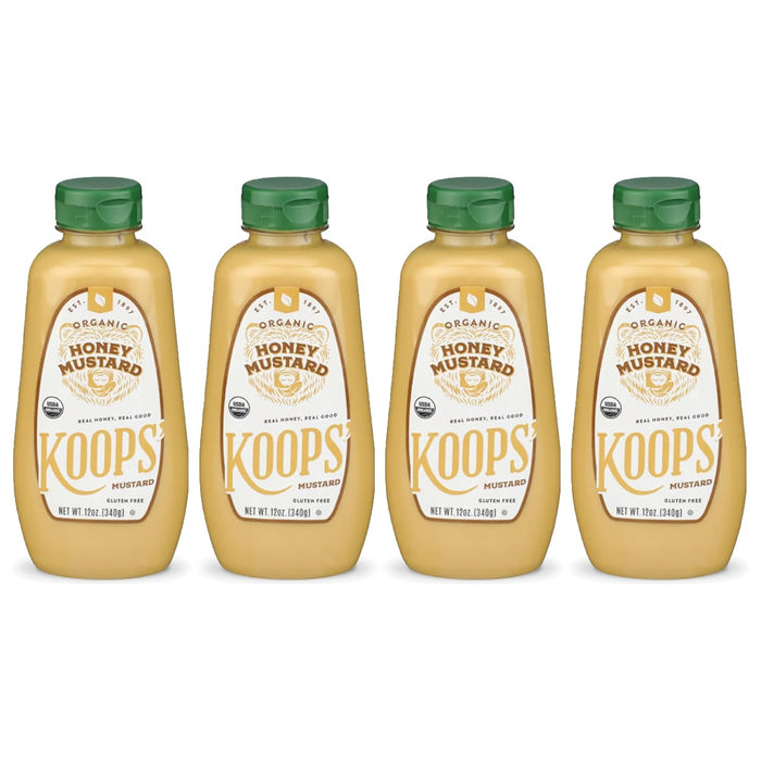 Koops' Original Yellow Mustard – Gourmet Mustard, Gluten-Free, Kosher, Made in USA, From Quality Mustard Seeds, Yellow Mustard Sauce – 12 Oz, Pack of 12
