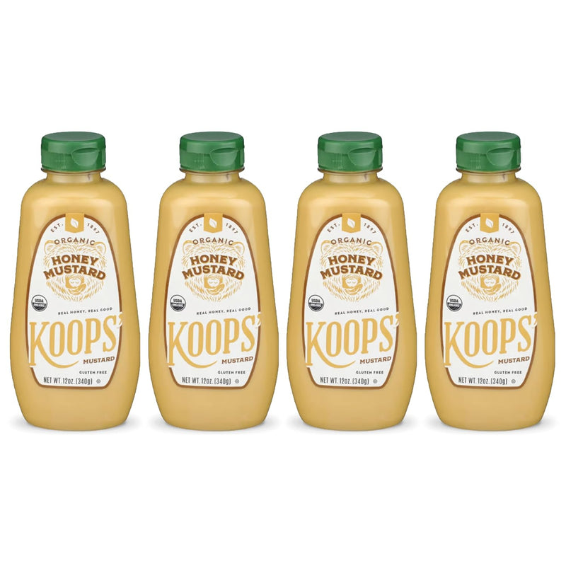 Koops' Honey Mustard – Gourmet Mustard, Gluten-Free, Kosher, Made in USA, From Quality Mustard Seeds, Honey Mustard Sauce – 12 Oz, Pack of 1