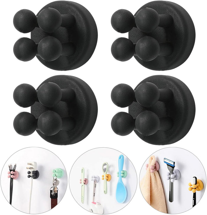 iBetterLife Self-adhesive Silicone Hook Holders - 5Pcs Mounted to Wall for Clipping Hanging Toothbrush Razor Towel Key Plug Cable, Utility Holders for Kitchen Bathroom Home Office Dorm Room Essentials
