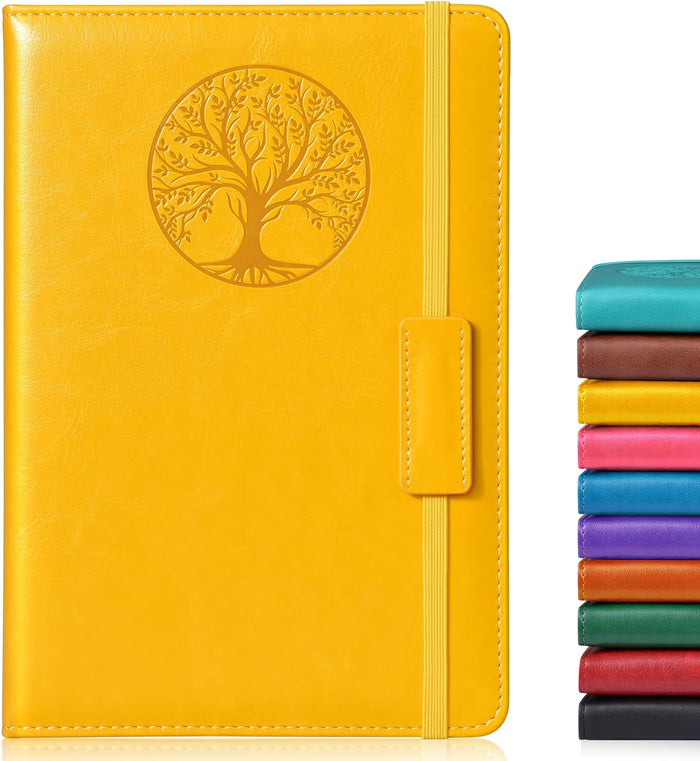 Lined Journal Notebook for Women Men,256 Pages A4 Large Hardcover Leather Journals for Writing,Travel,Business,Work,School,College Ruled Notebooks for Note Taking,Diary Notepad 8.6"×11"(Yellow)
