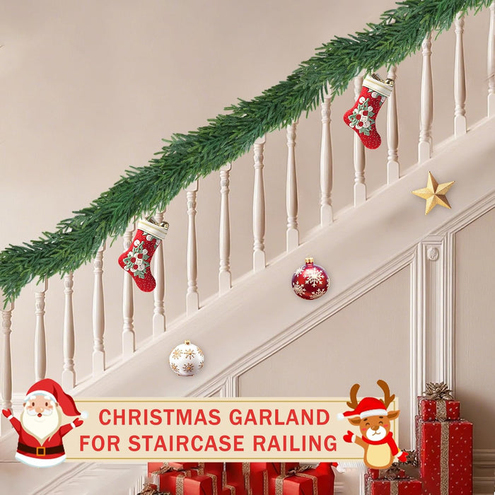 72 Inches Christmas Cedar Garland for Staircase Real Touch Droopy Bendable Lifelike Faux Xmas Garlands for Decoration Christmas Green Pine Mantle Garland Thanksgiving Table Decorations Outdoor Indoor