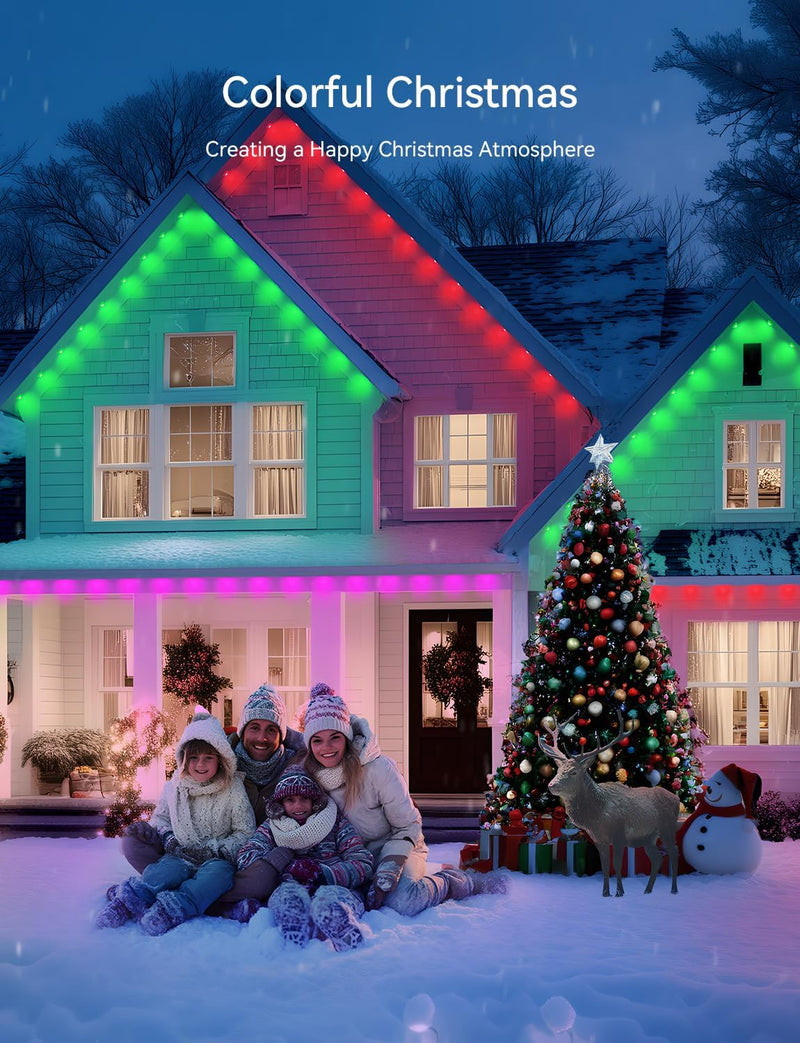 Permanent Outdoor Lights for House -Eaves Lights 50FT with 25 IC+RGBCW LED IP67 Waterproof, Smart Outside LED Christmas Light with App/Remote, Eternity Lighting for Holiday/Daily