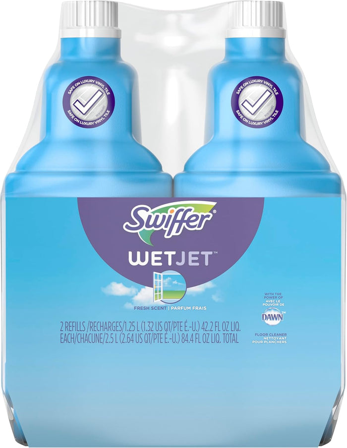 Swiffer WetJet Multi-Purpose Floor Cleaner Solution with Febreze Refill, Hardwood Floor Cleaner, Lavender Scent, 1.25 Liter -42.2 Fl Oz (Pack of 2)