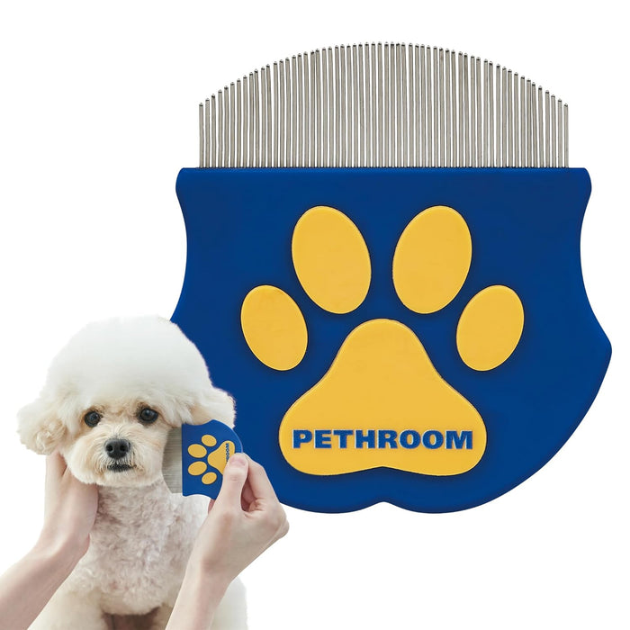 [PETHROOM] Professional Eye Comb for Pets | Stainless Steel Tear Stain Remover for Cats & Dogs | Gentle Round-Head Grooming Tool | Compact & Portable for Eye Gunk Removal