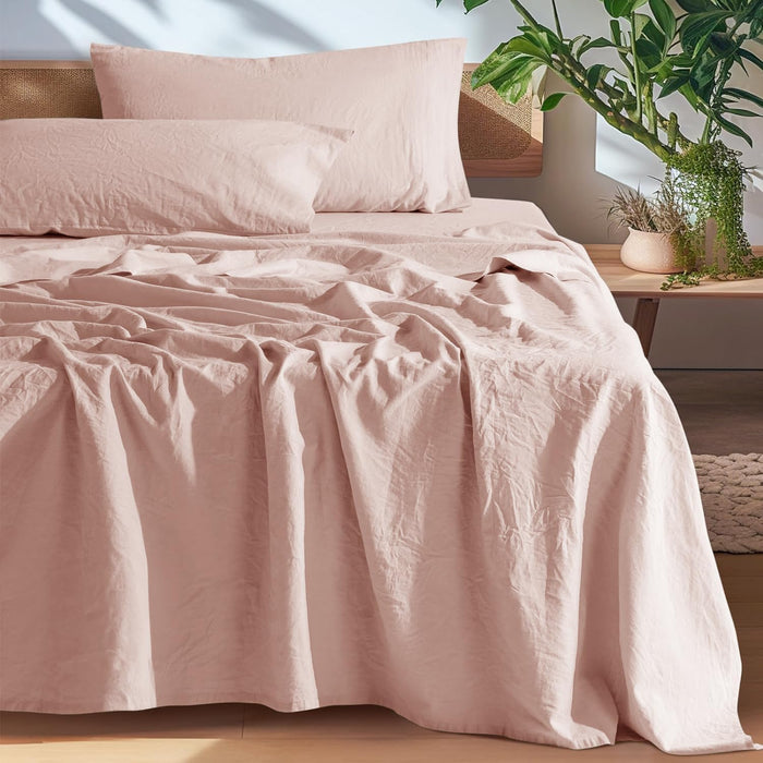 SONORO KATE 100% French Pure Linen Sheets, Breathable and Durable Linen Queen Size Sheets, Anti-Tear Linen Bed Sheets, Machine Washable, 16 Inch Deep Pocket - 4 Piece (Natural Linen, Queen)