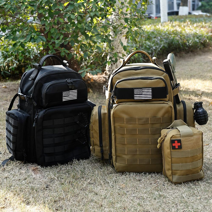 Military Tactical Backpack,Large Army Bag for Men and Women Molle Bag,Heavy Duty Rucksack Range (Green Brown)