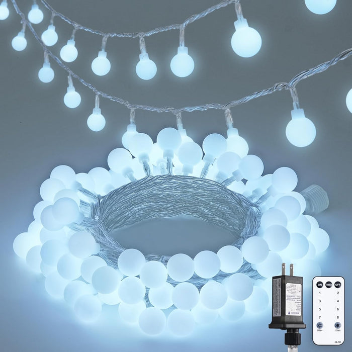 JMEXSUSS 100 LED Connectable Globe String Lights Indoor Bedroom, 33ft Warm White Christmas String Lights Plug in with Remote, 8 Modes Hanging Fairy Lights Outdoor for Room Classroom Dorm Party Decor