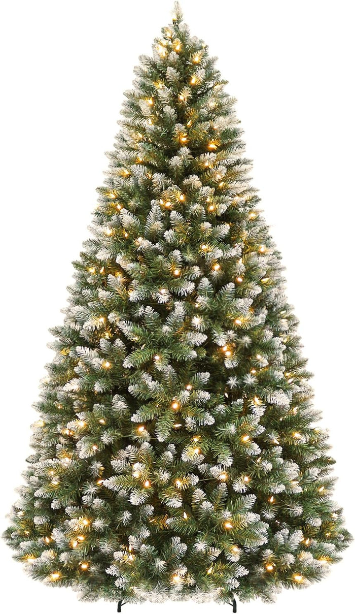Hykolity 7.5 ft Prelit Christmas Tree, Artificial Christmas Tree with 450 Warm White Lights, 1450 Branch Tips, Metal Stand and Hinged Branches