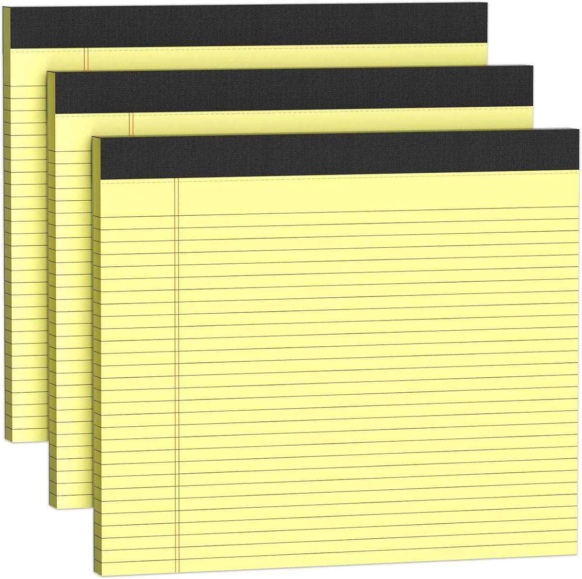 3 Pack Wide Legal Pads 11" x 9.5" (Landscape Format) Pink Blue Green College Ruled Note Pad Narrow Ruled 30 Sheets per Notepad Perforated Writing Paper with Thick Backboard Horizontal Pads of Paper