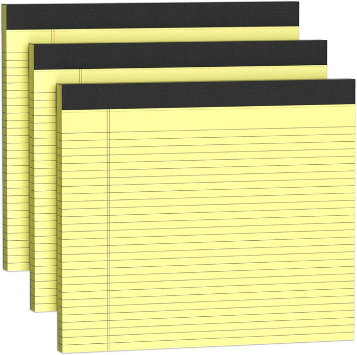 3 Pack Wide Legal Pads 11" x 9.5" (Landscape Format) Pink Blue Green College Ruled Note Pad Narrow Ruled 30 Sheets per Notepad Perforated Writing Paper with Thick Backboard Horizontal Pads of Paper