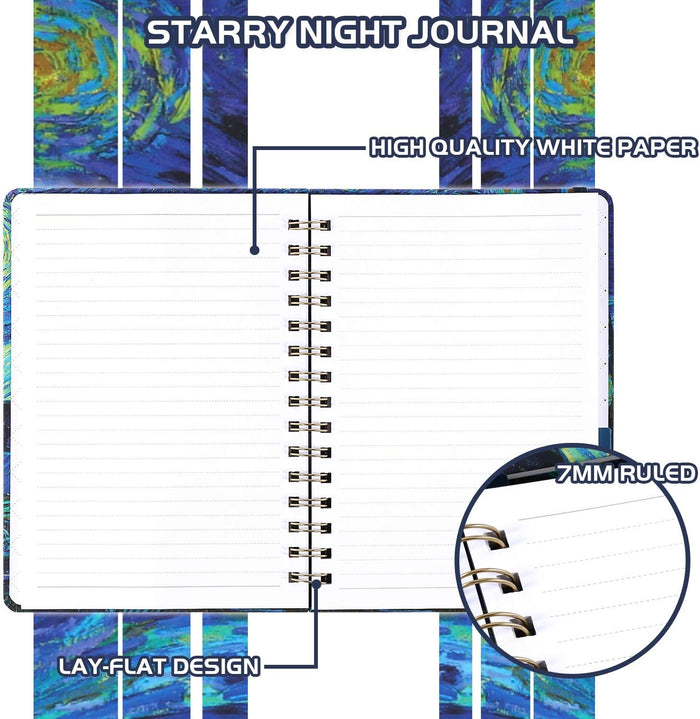 Ruled Notebook/Journal - Lined Journal with Hardcover, 8.4" x 6", College Ruled Spiral Notebook / Journal, Back Pocket, Strong Twin-Wire Binding with Premium Paper, Perfect for School, Home & Office