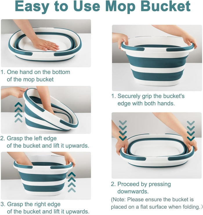 Collapsible Bucket for Cleaning, 4.2 Gallons Mop Bucket with Handle for Floor Window Car Washing, Silicone Ice Buckets for Parties Camping Fishing Beach, RV Laundry Storage Household Cleaning Supplies