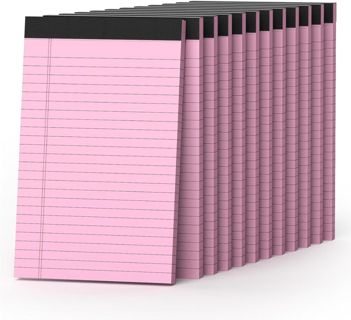 Legal Pads 8.5 x 11, 12 Pack Colored Note Pads 8.5 x 11 Pink Notepad 8.5 x 11 Multi-Color Pink/Green/Blue Writing Pads 8.5 x 11 Lined Paper Pads Wide Ruled Legal Pad Notebook Paper, 30 Sheets per Pad