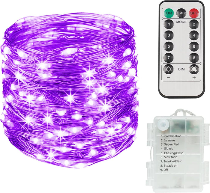 suddus 33ft 100 LED Outdoor String Lights, Warm White Fairy Lights Battery Operated with Remote, Led Twinkle Lights for Bedroom, Dorm, Backyard, Wedding, Tree, Mason Jar, Wall, Christmas