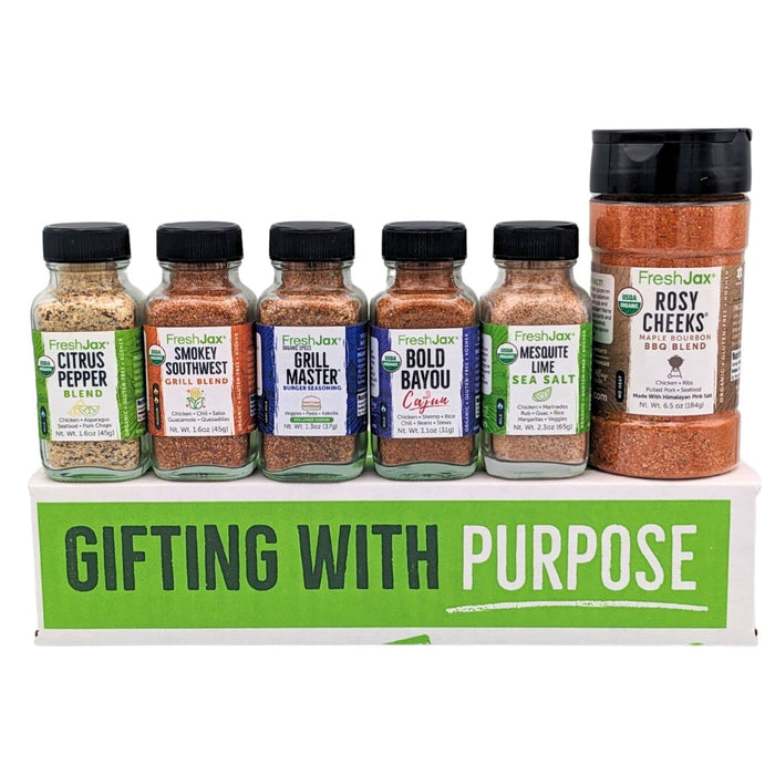 FreshJax Cookout Seasoning Gift Set – 5 Organic All-Purpose Spices for Grilling, BBQ & Cooking – Gift-Ready Box for Men