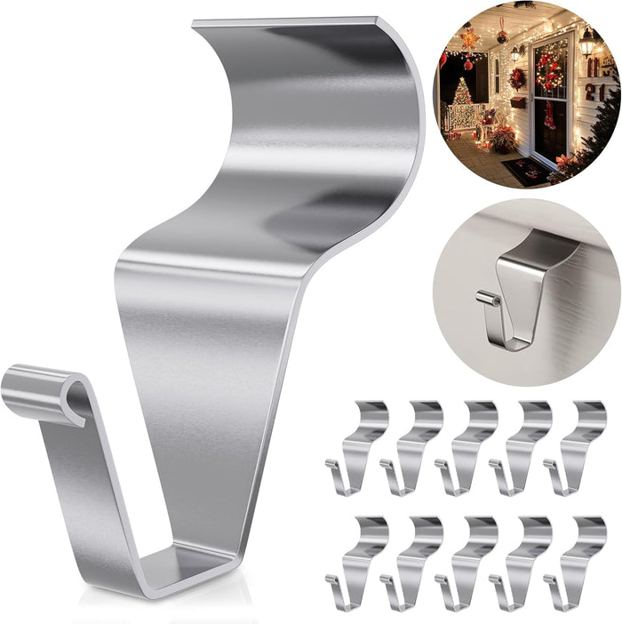 20 Pack Vinyl Siding Hooks, No Hole Siding Hanging Hangers, Heavy-Duty Stainless Steel Vinyl Siding Hanger, Reusable Siding Clips for Hanging Holiday Decorations, Plaques, String Light
