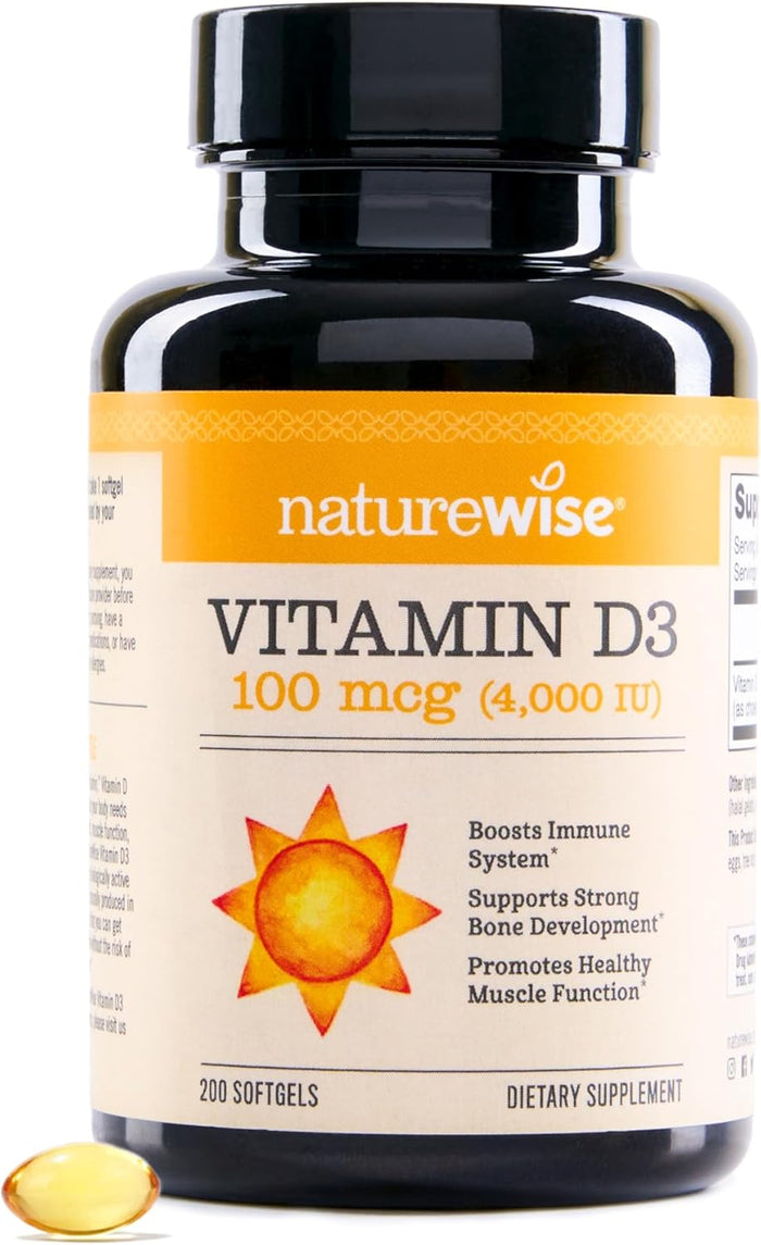 NatureWise Vitamin D3 5000iu (125 mcg) 1 Year Supply for Immune Support, Healthy Muscle Function, and Bone Health - Non-GMO, Gluten Free in Organic Extra Virgin Olive Oil, (Mini Softgel), 360 Count