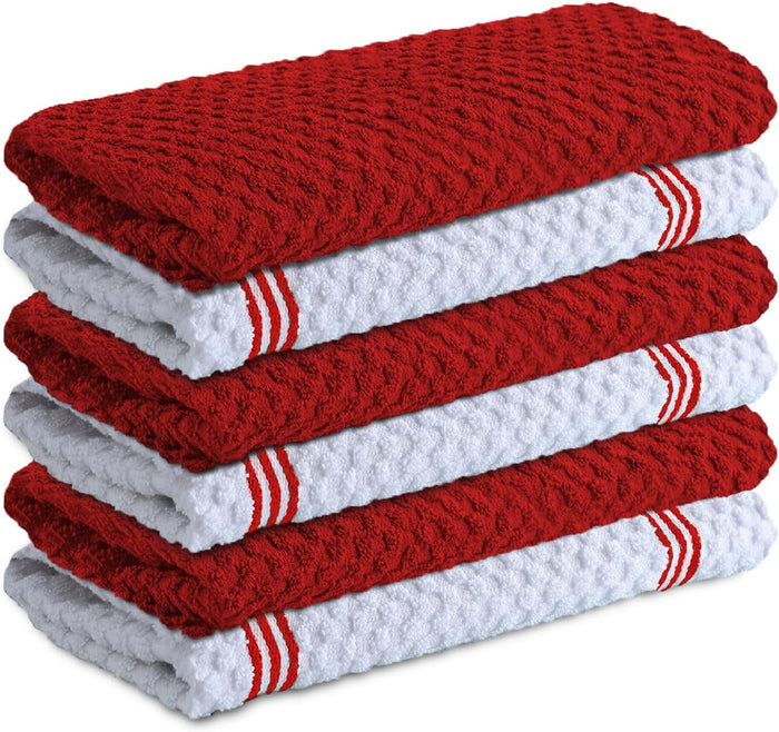 Infinitee Xclusives Premium Dish Cloth 100% Cotton 12 x 12 Inches |Pack of 4| - Ultra Soft Tea Towels - Highly Absorbent Kitchen Rags - Terry Dishcloth for Kitchen and Household Cleaning |Mighty Blue|