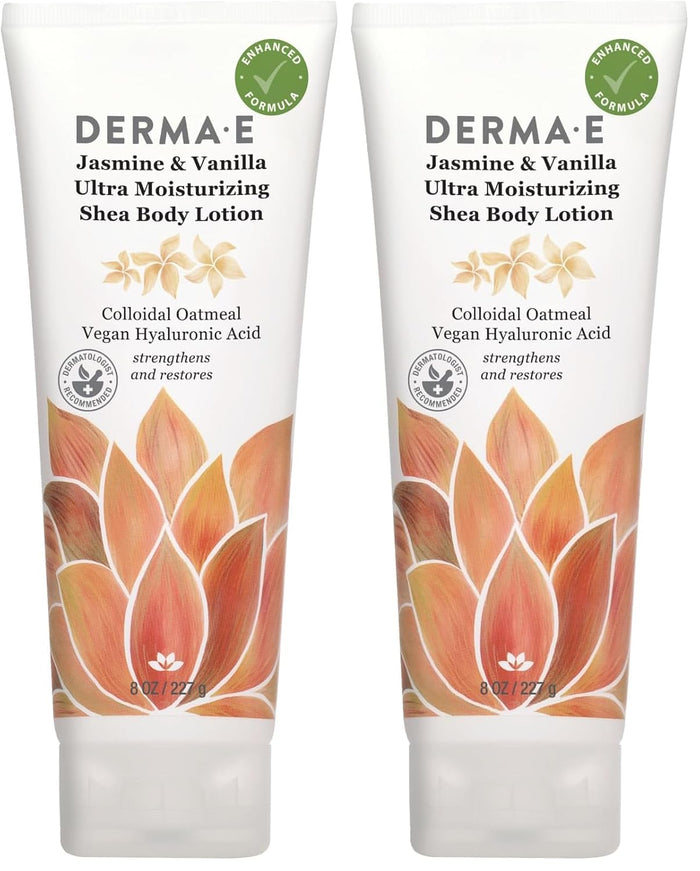 Derma E Rosehip and Almond Anti-Aging Shea Body Lotion – Vegan Flora-Collagen, Retinol and Vitamin E Moisturizer for Dry Skin – Gently Scented Cruelty Free Moisturizing Cream, 8 oz