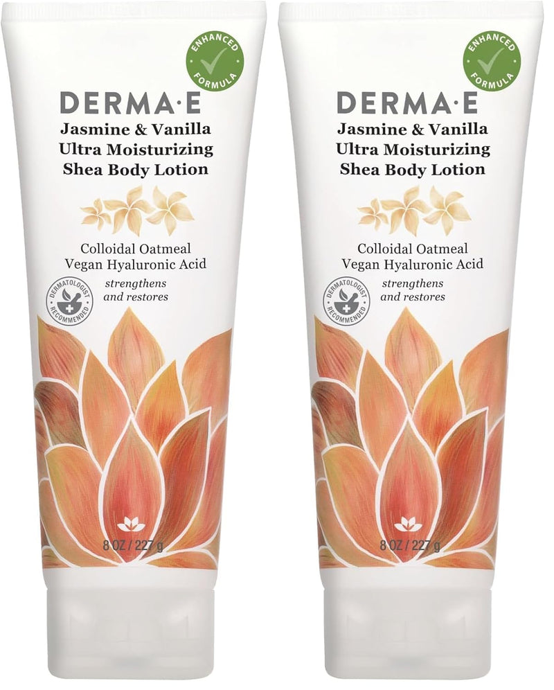 Derma E Rosehip and Almond Anti-Aging Shea Body Lotion – Vegan Flora-Collagen, Retinol and Vitamin E Moisturizer for Dry Skin – Gently Scented Cruelty Free Moisturizing Cream, 8 oz
