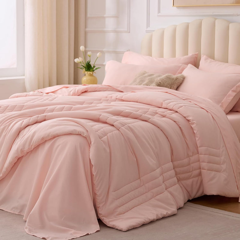 Queen Comforter Set Black - Bed in a Bag Queen Size 7 Pieces, Soft Bedding Set for All Seasons, Premium Queen Comforter Set with Comforter, Sheets, Pillowcases & Shams