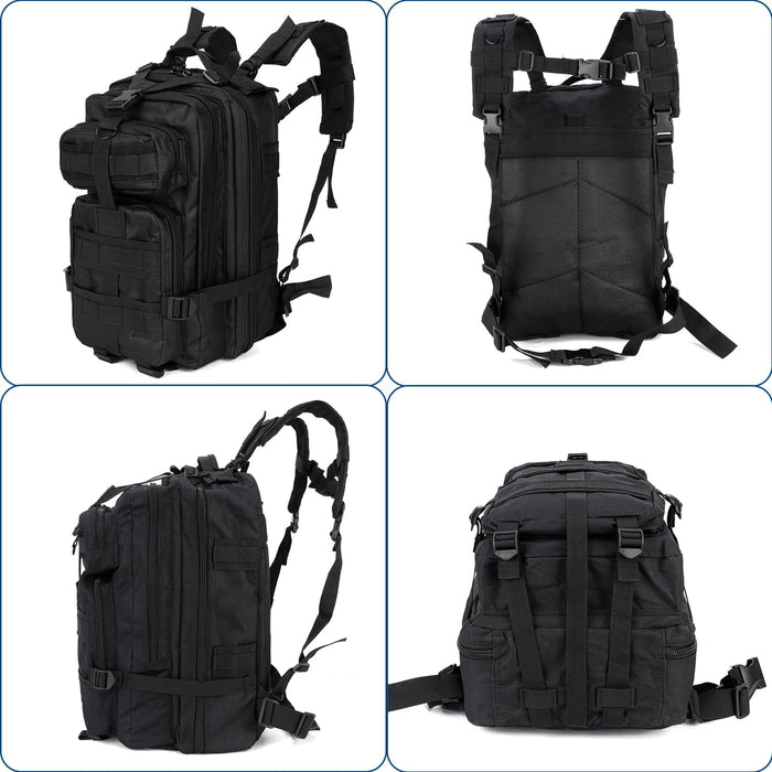 Tactical Backpack for Men Small Military Molle Backpack 30L Assault Pack Rucking Backpack for for Hiking Camping Travel Fishing Outdoors (Black)
