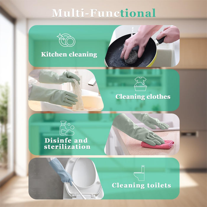 URSMART Dishwashing Household Gloves -6 Pairs Rubber Latex Gloves Waterproof Dishwashing Gloves Medium for Kitchen Dish Washing Laundry Cleaning(Color Random)