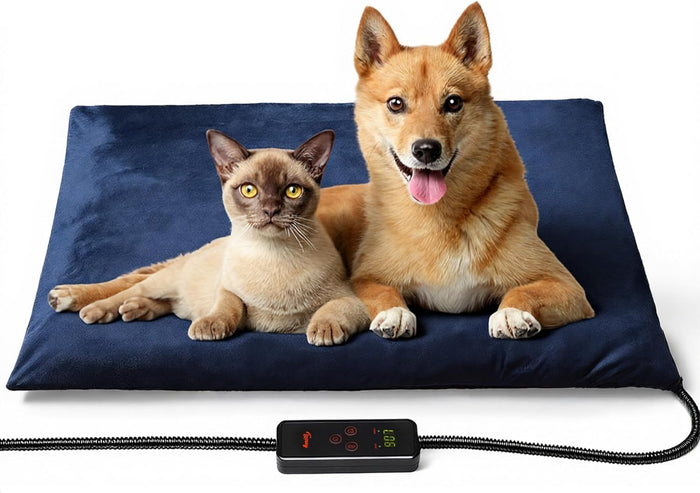 Toozey Medium Pet Heating Pad, 28x20 in, 6 Temp Settings, Timer, Waterproof, Chew-Resistant Cord, for Dogs and Cats