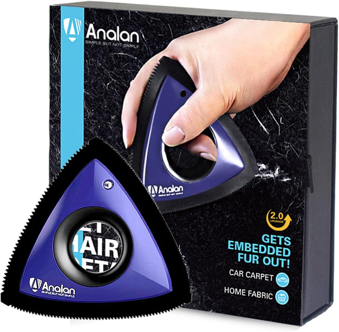 Analan Mini Pet Hair Remover for Car Detailing Supplies, Carpet Dog Hair Remover for Car Interior, Triangle Dog Hair Remover for Auto Detailing, Couch, Furniture, Lint, Carpet (Jet Black)