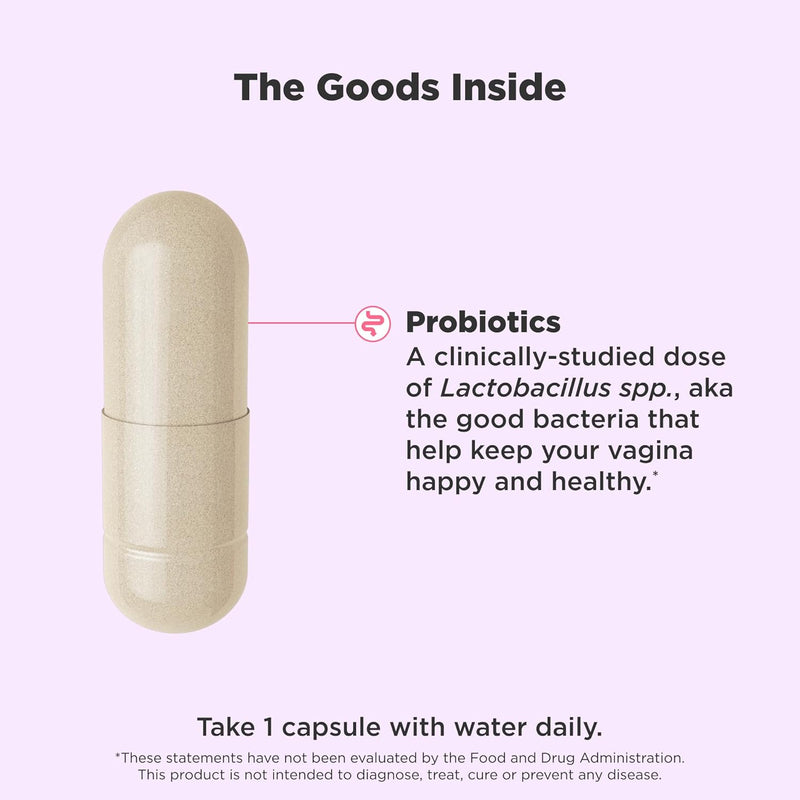 OLLY Happy Hoo-Ha Capsules, Probiotic for Women, Vaginal Health and pH Balance, 10 Billion CFU, Gluten Free - 25 Count