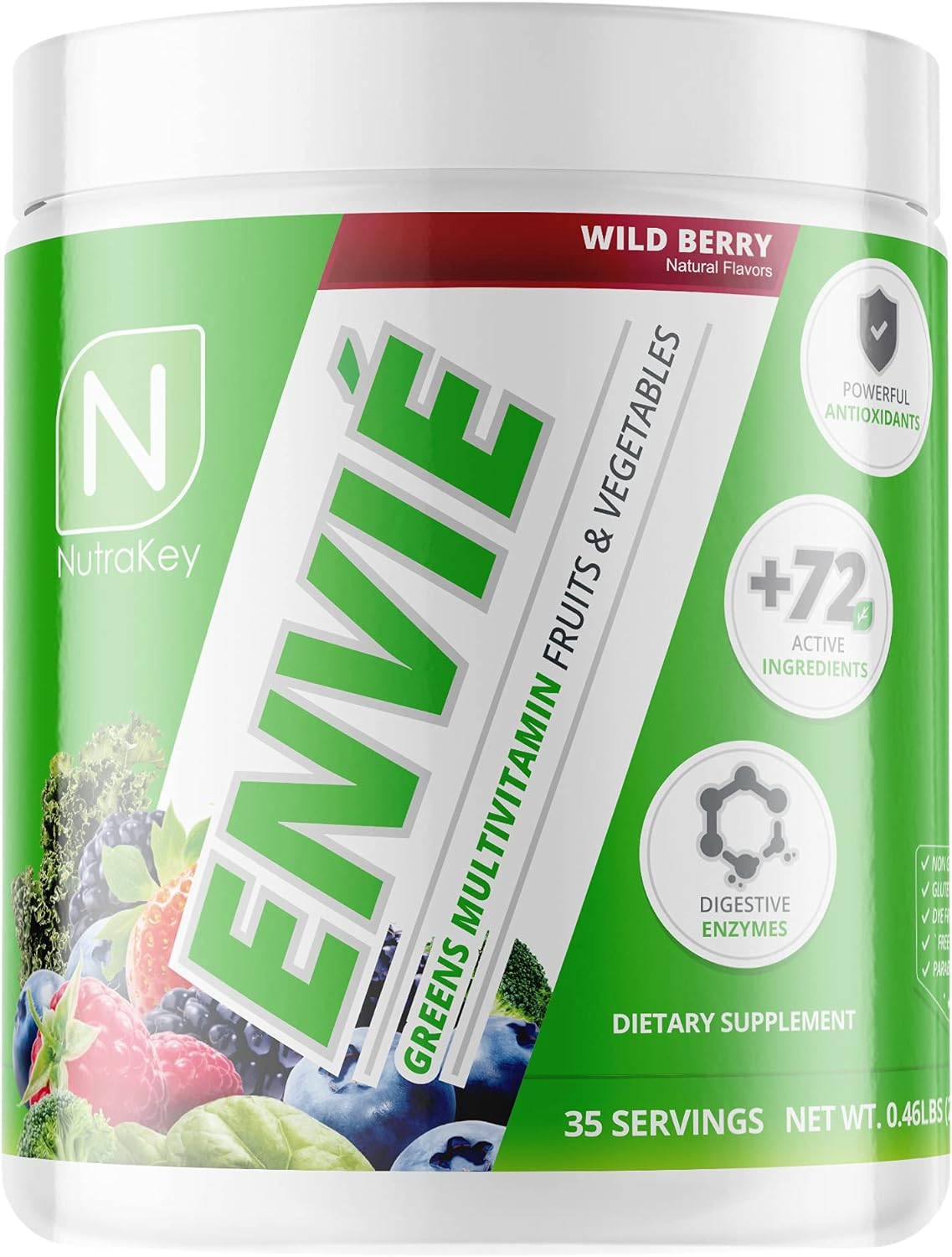 NutraKey Envie Multivitamin Powder, Keto MultiVitamin for Men and Women, Fruits, Greens, Antioxidants, Digestive Enzymes, Amino Acids, Vitamin B Organic Powder (Pineapple, 210g)