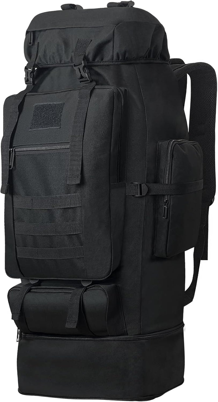 100L Camping Hiking Backpack, Military Tactical Backpack Molle Rucksack, Extra Large Hiking Backpack, Water Resistant Hiking Daypack, Outdoor Sports Backpack, Adjustable Sport Bags (Black)