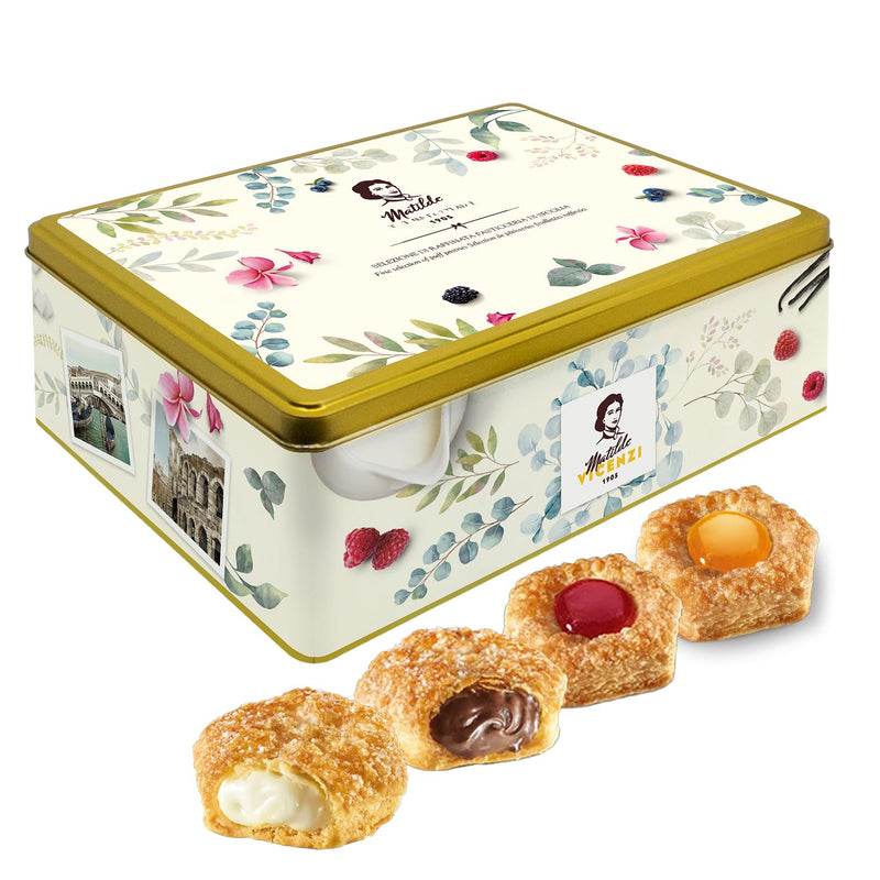 Matilde Vicenzi Millefoglie D'Italia Fine Selection of Italian Pastries - Gourmet Gifts For Thanksgiving, Christmas - Assortment of Vanilla, Apricot, Chocolate, & Raspberry Cookies - 13.76 oz (390g)