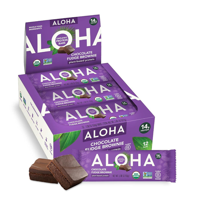 ALOHA Organic Plant Based Protein Bars - Chocolate Coconut Almond, Vegan, Low Sugar, Gluten-Free, Low Carb, Non-GMO, No Stevia, No Erythritol - 12 Count (Pack of 1)