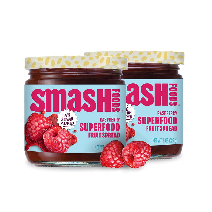Smash Foods Raspberry Jam | Low-Calorie, No Sugar Added Keto Jam with Upcycled Fruit & Chia Seeds | Vegan, Paleo Superfood Fruit Spread (6 Jars)