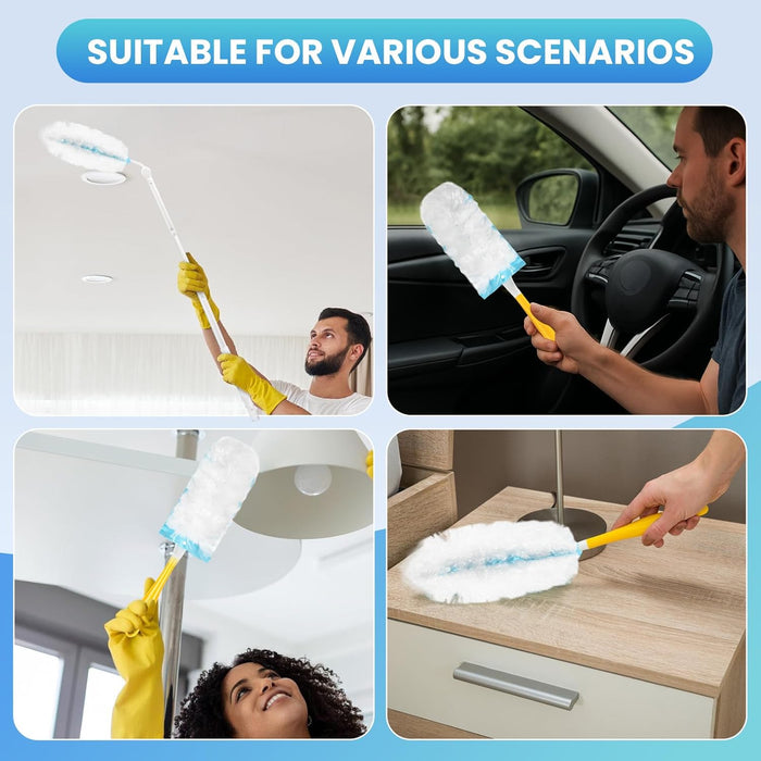 36 Pack Duster Refill for Swiffer Duster, 360°Heavy Duty Duster Refills Kit, Strong Electrostatic Adsorption Technology, Suitable for Furniture, Curtains, Offices and Other Scenes with 1 Short Handle