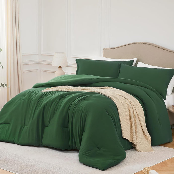 Queen Comforter Sets White,3PCS Soft Lightweight Breathable Bedding Comforter Sets for All Season, Queen Size(90''×90'' Comforter & 2 Pillowcases)