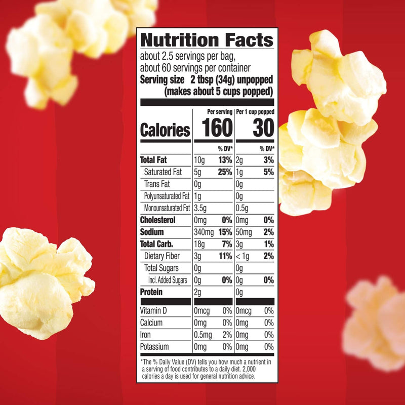 Orville Redenbacher’s Microwave Popcorn, Movie Theater Butter Flavor, 3g Fiber Per Serving, Movie Night Supplies, 3.29 oz., 24-Count