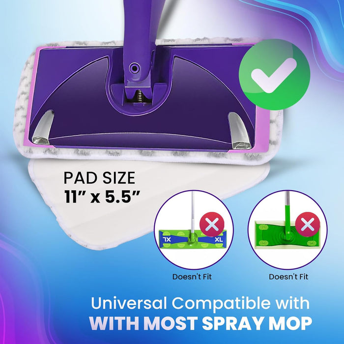 6pcs of Universal 11-inch Velcro Type Reusable Floor Mop Pads Compatible with Swiffer Wet Jet Refills Machine Washable Thick Microfiber Wet Pads for Hardwood and Household Cleaning Supplies (6pcs)