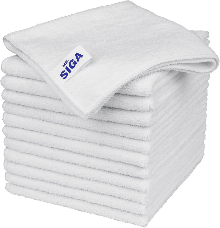 MR.SIGA Microfiber Cleaning Cloth, All-Purpose Microfiber Towels, Streak Free Cleaning Rags, Pack of 12, Grey, Size 32 x 32 cm(12.6 x 12.6 inch)