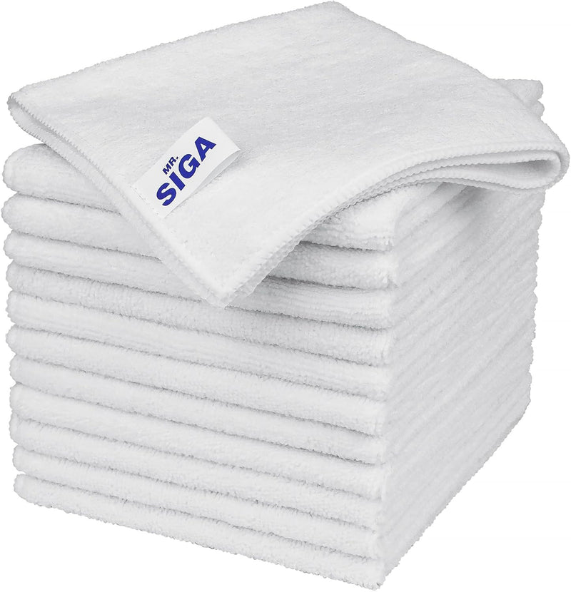 MR.SIGA Microfiber Cleaning Cloth, All-Purpose Microfiber Towels, Streak Free Cleaning Rags, Pack of 12, Grey, Size 32 x 32 cm(12.6 x 12.6 inch)