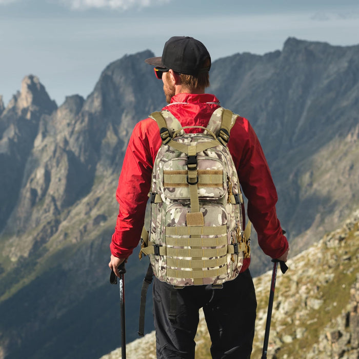 Outdoor Tactical Backpack Military for Men - Army Style MOLLE Survival Rucksack - 3 Day Assault Pack for Travel Hiking Hunting Camping Gym Camouflage Tan