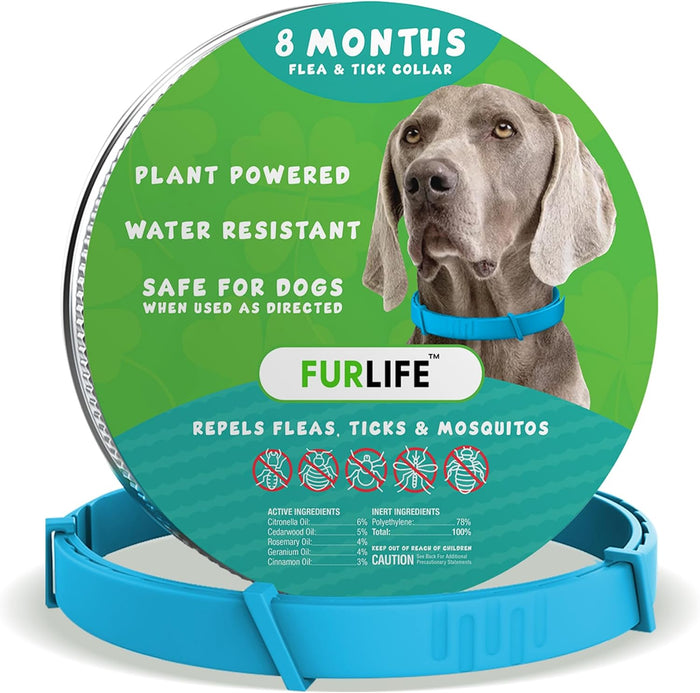 FurLife Flea and Tick Collar for Dogs – Waterproof Green Dog Collar, Pet Supplies for Tick and Flea Prevention for Dogs, Safe for All Breeds
