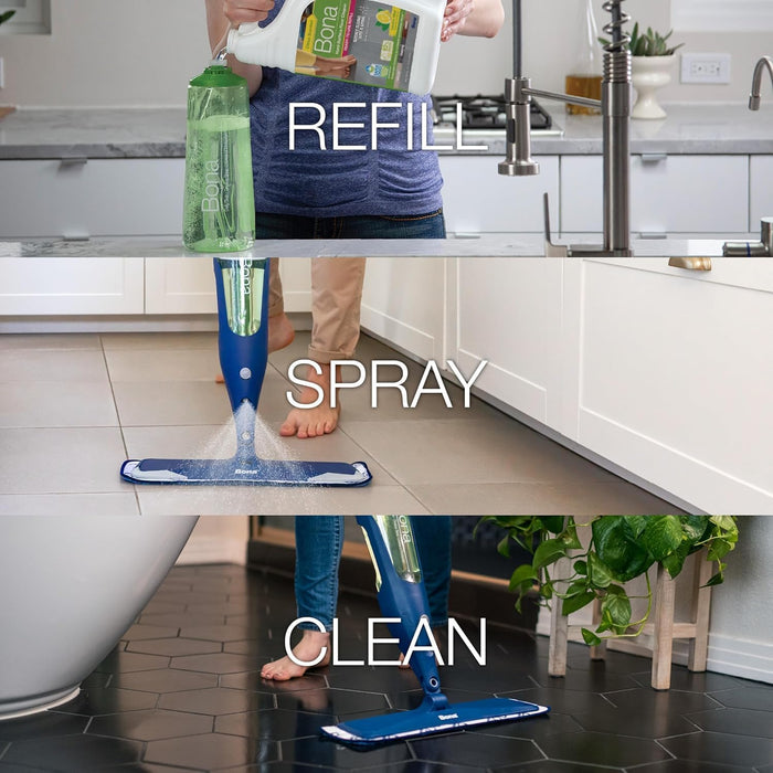 Bona Multi-Surface Floor Cleaner Refill - 128 fl oz - Lemon Mint - Residue-Free Floor Cleaning Solution refill for Spray Mop and Spray Bottles - For Use on Stone, Tile, Laminate, and Vinyl Floors