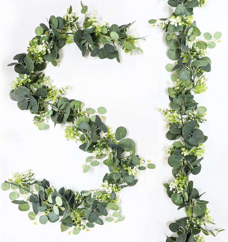Uguisu 5.6ft Red Artificial Christmas Garland,Eucalyptus Green Garland with Berry Flower Clusters,Artificial Vines for Backdrops, Fireplaces,Dining Tables,Christmas Parties,Indoor and Outdoor Decor.