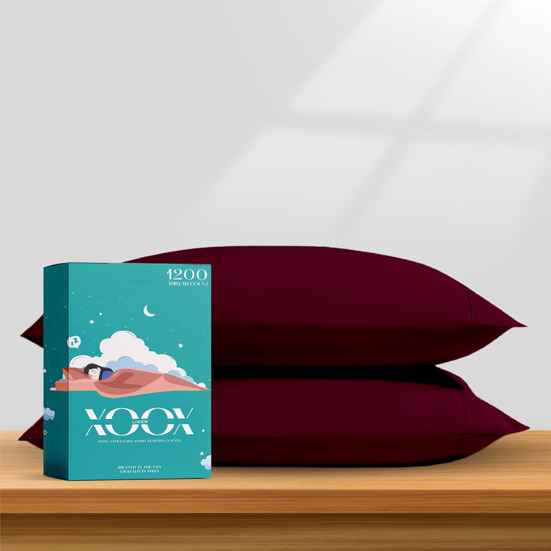 XOOX Linen 100% Egyptian Cotton King Size Sheets Set - Luxury 1200 Thread Count Egyptian Cotton Sheets King Size, 17" Deep Pocket, Soft, Cooling Sateen Weave Hotel Quality Bedding Set - Light Grey