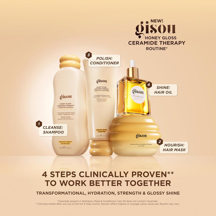 Gisou Honey Infused Hair Oil Mini - Hydrating & Frizz Control Treatment with Mirsalehi Honey, Adds Shine & Heat Protectant for All Hair Types, 0.7 Fl Oz